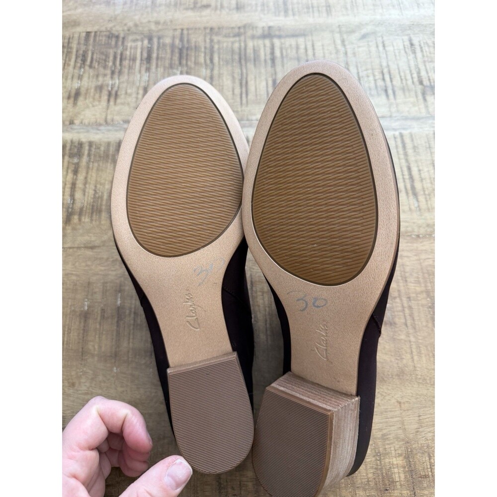 New Clarks Spiced Isla‎ Maroon Leather Block Heel Mules Size 10M Cushion - Picture 8 of 9